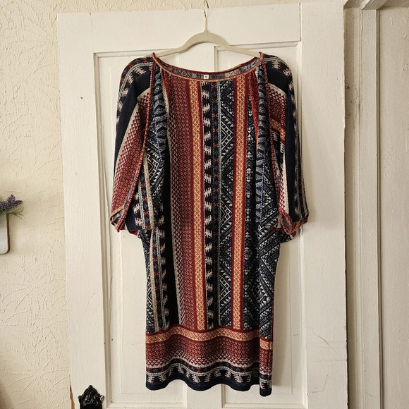 Uncle Frank Anthropologie Geometric Print Shift Dress Size Small, Tulip Sleeves - Picture 1 of 7